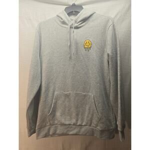 Retro Fit men size XL grey fleece smiley face chest patch two pocket holes 7205